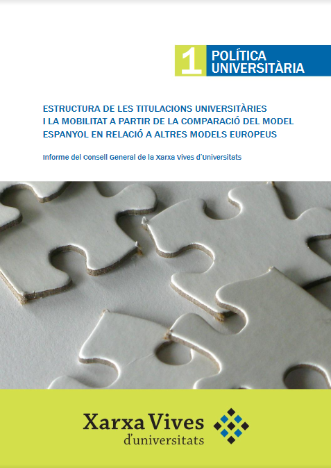 Book Cover: Estructura de les titulacions universitàries i la mobilitat a partir de la comparació del model espanyol en relació a altres models europeus