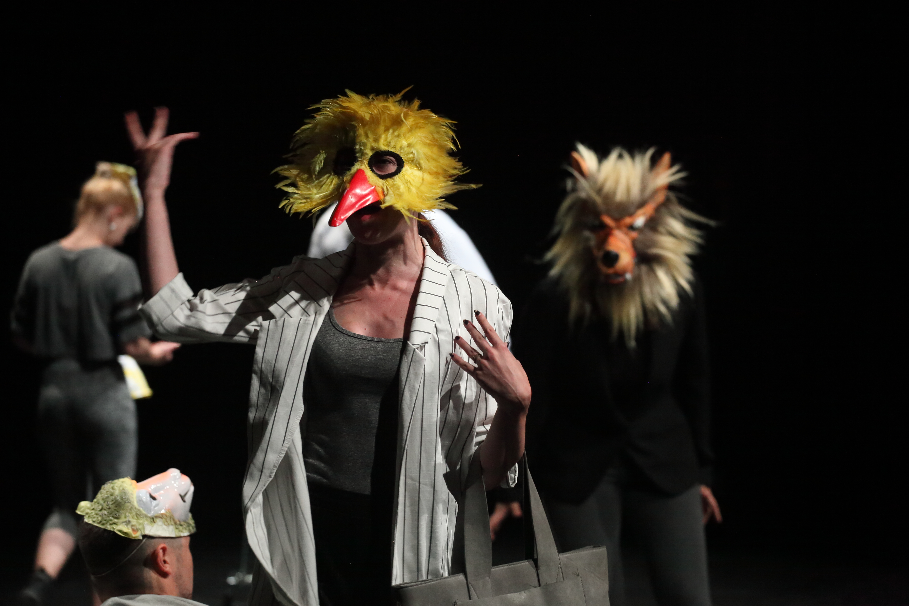 Escena de l'obra "En Defensa. Un concierto de despedida". Aula de Teatre de la Universitat d'Alacant