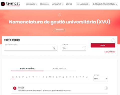 Nomenclatura gestió universitària