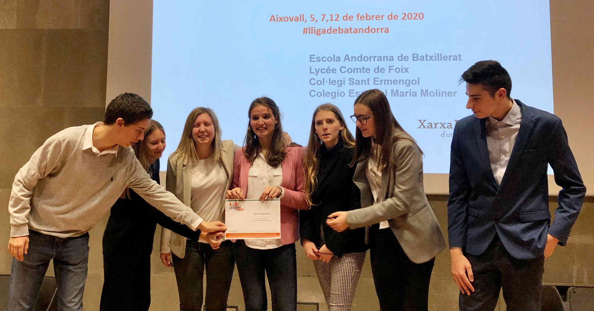 Equip campió de la fase local de la Universitat d'Andorra a la Lliga de Debat de Secudària i Batxillerat